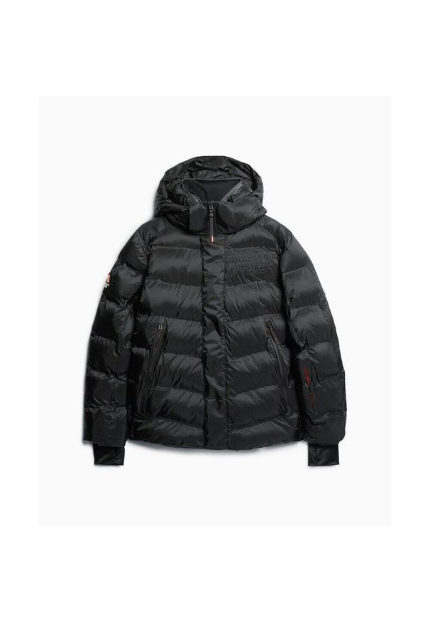 Kurtka narciarska Superdry. Kolor: czarny. Materiał: puch. Długość rękawa: długi rękaw