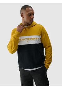 4f - 4F Bluza dresowa nierozpinana z kapturem męska - żółta 3XL. Okazja: na co dzień. Typ kołnierza: kaptur. Kolor: żółty. Materiał: dresówka. Wzór: gładki, nadruk, ze splotem, napisy. Styl: sportowy, casual