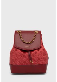 Guess Plecak damski kolor czerwony mały gładki. Kolor: czerwony. Wzór: gładki #1