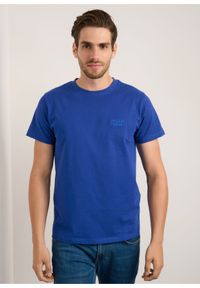 Ochnik - T-shirt męski. Kolor: niebieski. Materiał: bawełna