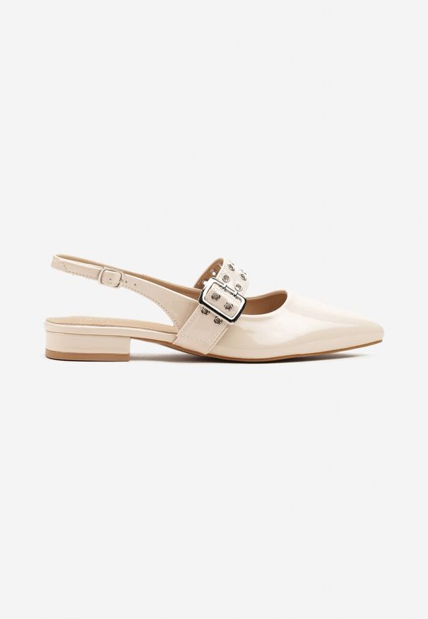 Renee - Beżowe Sandały Slingback ze Szpiczastym Noskiem i Paskiem z Klamerką Pollime. Okazja: na co dzień, na imprezę, do pracy, na spotkanie biznesowe. Nosek buta: szpiczasty. Zapięcie: pasek. Kolor: beżowy. Sezon: lato. Obcas: na obcasie. Styl: biznesowy, klasyczny, elegancki, casual. Wysokość obcasa: niski
