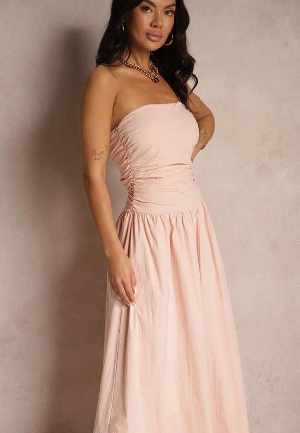 Renee - Różowa Koktajlowa Bawełniana Sukienka Bodycon Filitera. Kolor: różowy. Materiał: bawełna. Typ sukienki: bodycon. Styl: wizytowy