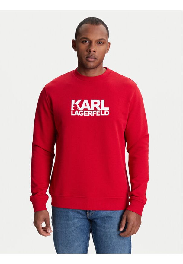 Karl Lagerfeld - KARL LAGERFELD Bluza 705091 553917 Czerwony Regular Fit. Typ kołnierza: dekolt w karo. Kolor: czerwony. Materiał: bawełna