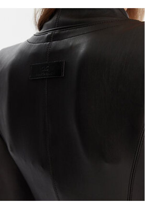 Elisabetta Franchi Kurtka z imitacji skóry GI-187-57E2-V680 Czarny Slim Fit. Kolor: czarny. Materiał: syntetyk