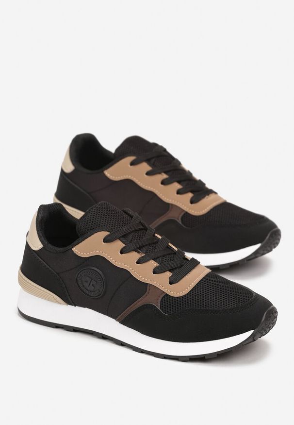 Born2be - Czarne Sznurowane Sneakersy z Okrągłym Noskiem Halaina. Nosek buta: okrągły. Kolor: czarny