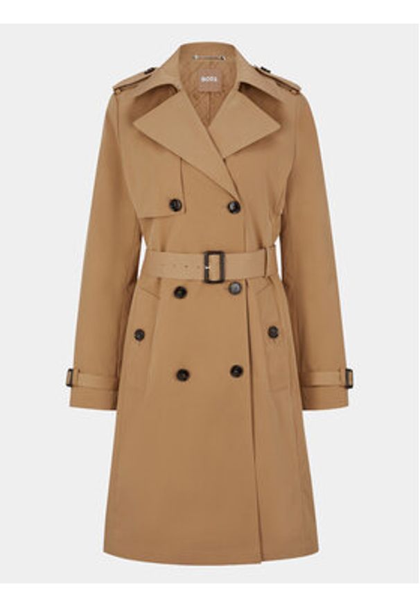 BOSS - Boss Trencz 50489115 Beżowy Regular Fit. Kolor: beżowy. Materiał: syntetyk