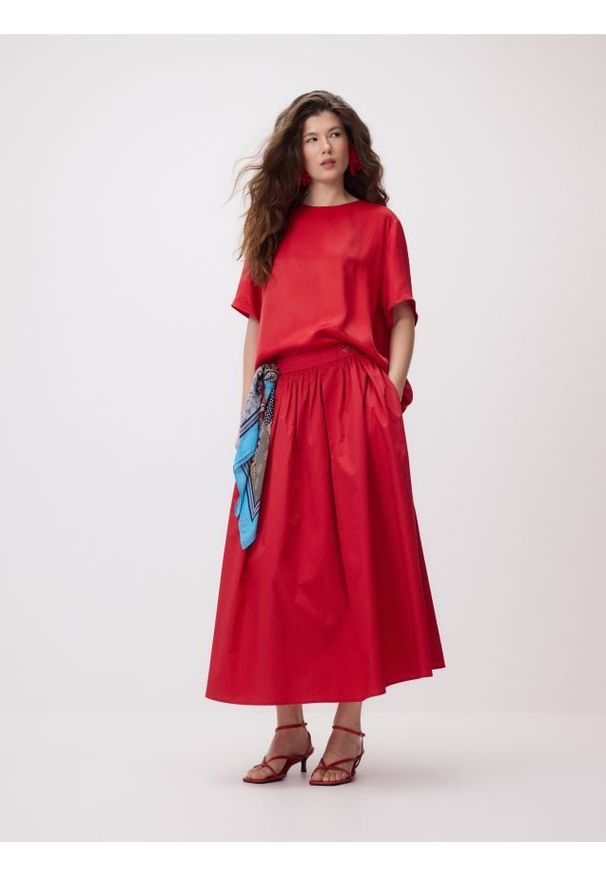 Reserved - Bluzka z wiskozy - czerwony. Kolor: czerwony. Materiał: wiskoza