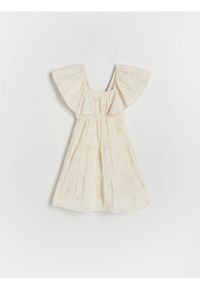 Reserved - Muślinowa sukienka z haftem - złamana biel. Materiał: bawełna. Wzór: haft