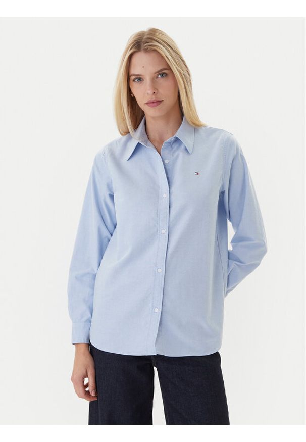TOMMY HILFIGER - Tommy Hilfiger Koszula WW0WW46111 Błękitny Relaxed Fit. Kolor: niebieski. Materiał: bawełna