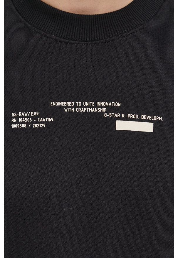 G-Star RAW - G-Star Raw bluza bawełniana męska kolor czarny z nadrukiem. Kolor: czarny. Materiał: bawełna. Wzór: nadruk