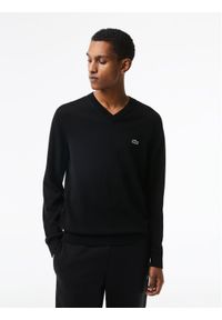 Lacoste Sweter AH1951 Czarny Regular Fit. Kolor: czarny. Materiał: bawełna