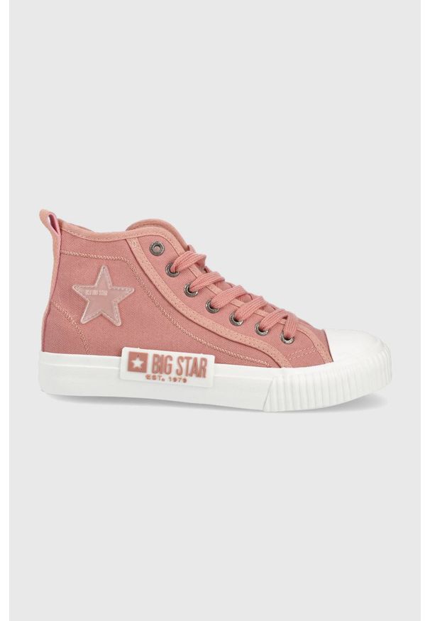 Big-Star - Big Star trampki damskie kolor różowy. Nosek buta: okrągły. Zapięcie: sznurówki. Kolor: różowy. Materiał: guma. Szerokość cholewki: normalna