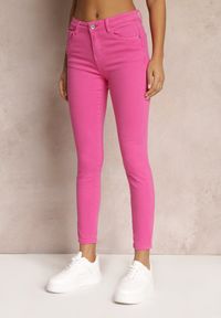 Renee - Fuksjowe Jeansy Skinny z Efektem Push Up Karinali. Okazja: na co dzień. Kolor: różowy. Wzór: gładki. Styl: casual #5