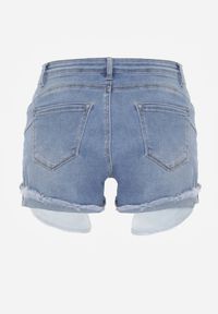 Renee - Niebieskie Szorty Denimowe High Waist z Efektem Push-Up i Asymetrycznymi Nogawkami Zilisea. Okazja: na co dzień. Stan: podwyższony. Kolor: niebieski. Materiał: materiał. Styl: casual #2