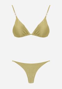 Born2be - Jasnozielone Bikini Wiązany Biustonosz z Koralikami i Majtki Figi Aglasia. Kolekcja: plus size. Kolor: zielony. Materiał: len. Wzór: aplikacja #5