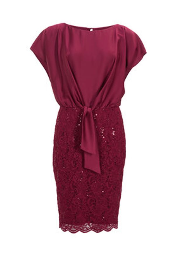 Swing Sukienka koktajlowa 5AI10900 Bordowy Regular Fit. Kolor: czerwony. Materiał: syntetyk. Styl: wizytowy