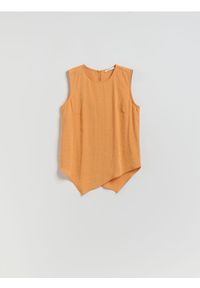 Reserved - Bluzka z modalem - pomarańczowy. Kolor: pomarańczowy. Materiał: tkanina. Styl: klasyczny