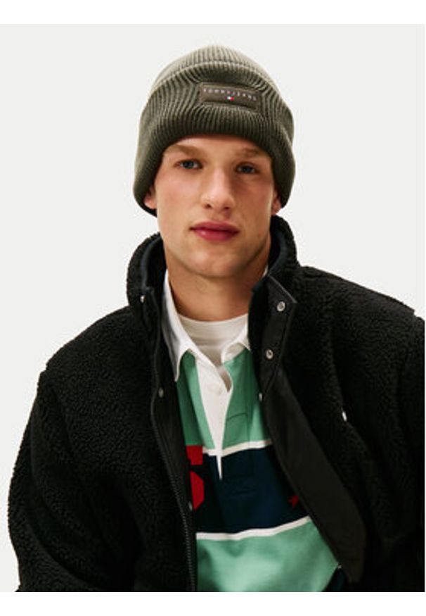 Tommy Jeans Czapka Tjm Linear Beanie AM0AM13666 Zielony. Kolor: zielony. Materiał: bawełna