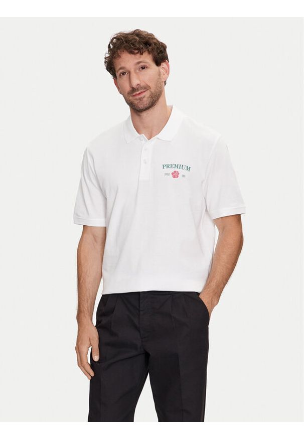 Jack & Jones Polo Jprblaalfie 12259678 Biały Regular Fit. Typ kołnierza: polo. Kolor: biały. Materiał: bawełna