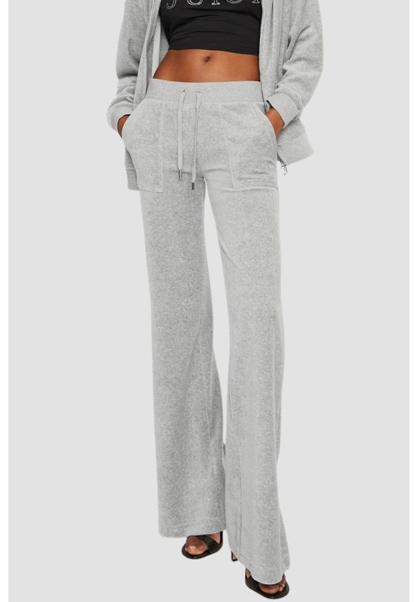 Juicy Couture - JUICY COUTURE Szare spodnie dresowe damskie Layla Low Rise, Rozmiar XS. Stan: obniżony. Kolor: szary. Materiał: dresówka