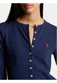 Polo Ralph Lauren Kardigan 211941175003 Granatowy Slim Fit. Typ kołnierza: polo. Kolor: niebieski. Materiał: bawełna