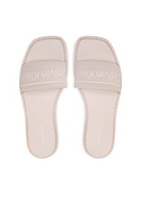 Calvin Klein Klapki Squared Flat Slide He HW0HW00817 Beżowy. Kolor: beżowy. Materiał: materiał