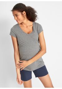 bonprix - Shirt ciążowy basic (2 szt.), bawełna organiczna. Typ kołnierza: dekolt w serek. Kolekcja: moda ciążowa. Kolor: niebieski. Materiał: bawełna. Wzór: gładki #1
