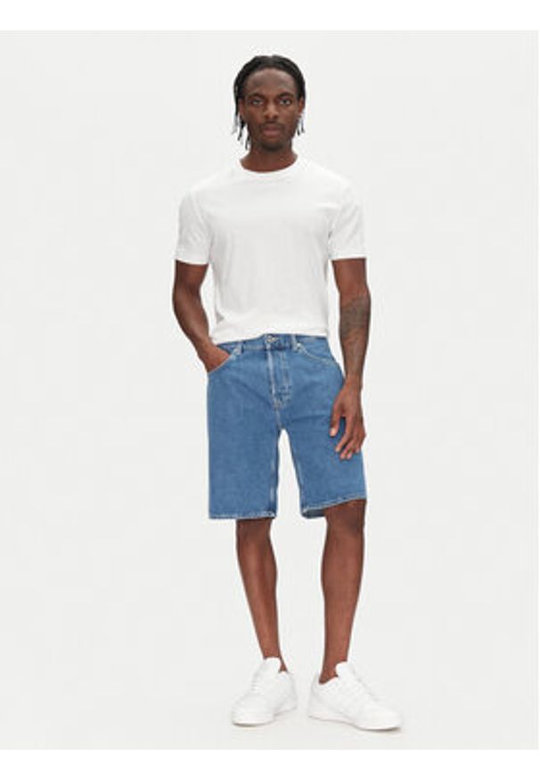 Pepe Jeans Szorty jeansowe PM801176 Niebieski Loose Fit. Kolor: niebieski. Materiał: bawełna