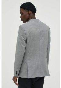 Hugo - HUGO marynarka z domieszką wełny kolor szary. Kolor: szary. Materiał: wełna. Wzór: aplikacja. Styl: klasyczny #2