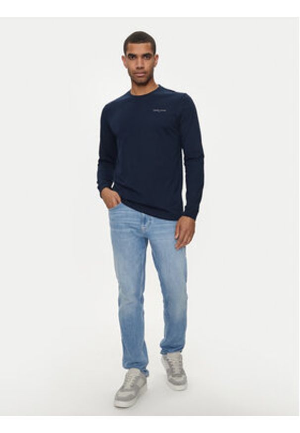 Tommy Jeans Longsleeve Linear DM0DM18551 Granatowy Slim Fit. Kolor: niebieski. Materiał: bawełna. Długość rękawa: długi rękaw