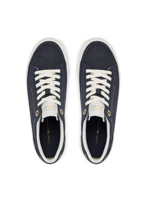 TOMMY HILFIGER - Tommy Hilfiger Tenisówki Th Foxing Platform Washed Canvas FW0FW09172 Niebieski. Kolor: niebieski. Materiał: materiał. Obcas: na platformie