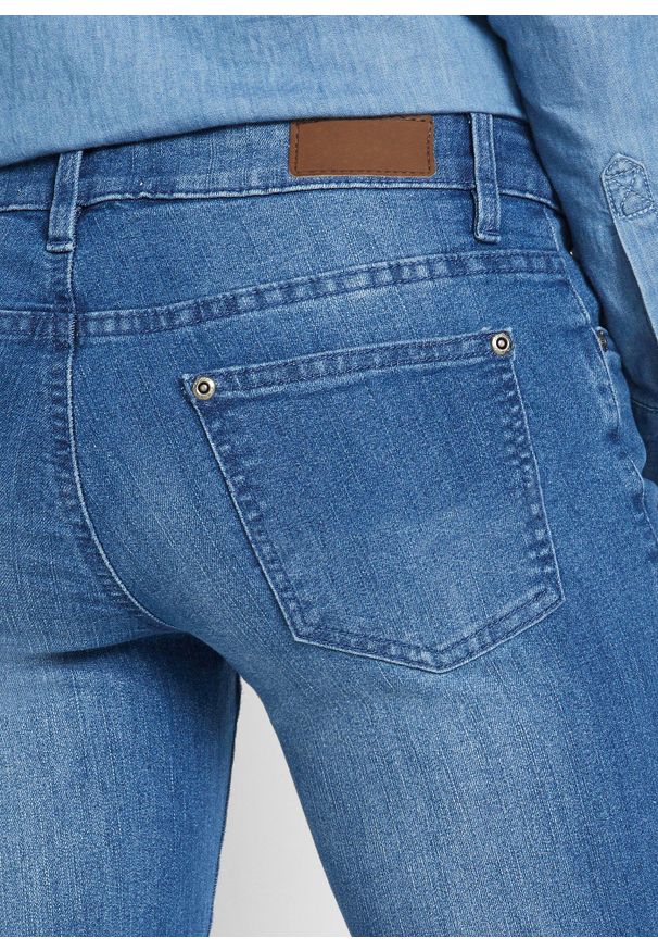 bonprix - Dżinsy o kroju bootcut, mid waist, ze stretchem. Kolor: niebieski