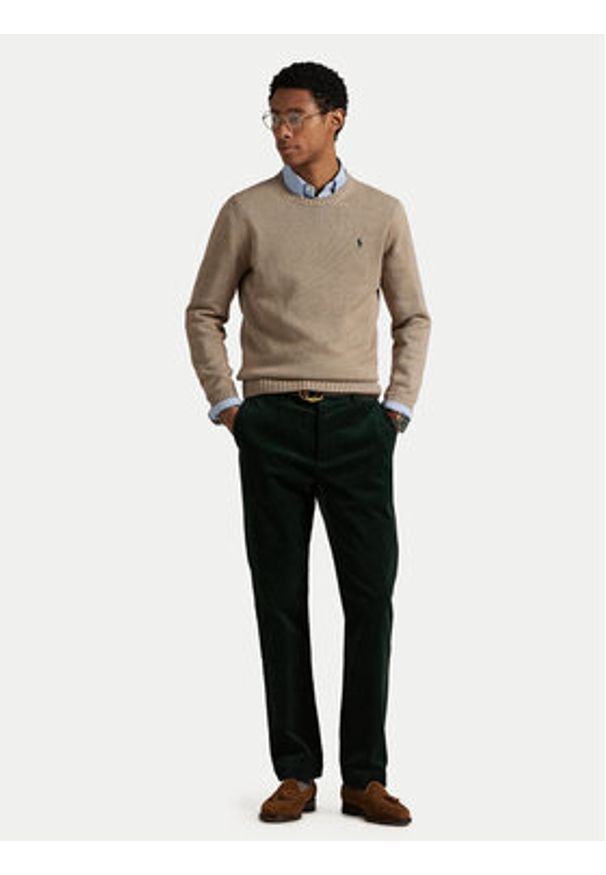 Polo Ralph Lauren Sweter 710810846036 Beżowy Regular Fit. Typ kołnierza: polo. Kolor: beżowy. Materiał: bawełna