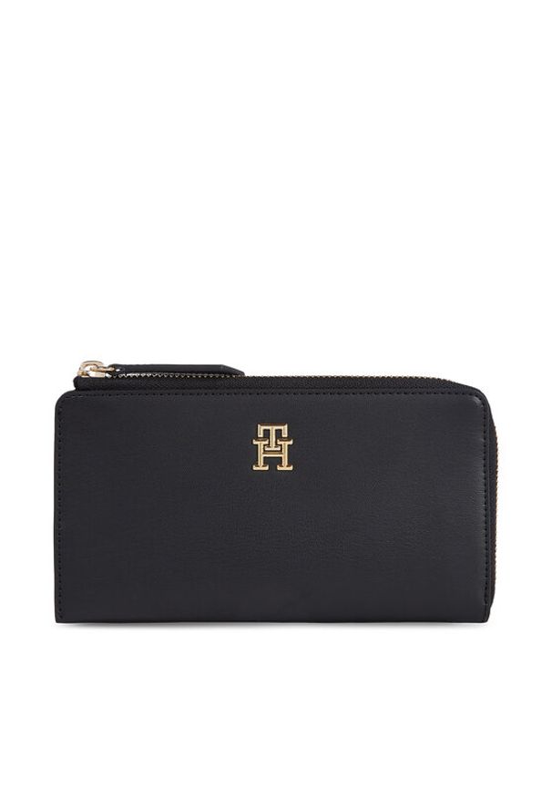 TOMMY HILFIGER - Tommy Hilfiger Duży Portfel Damski Th Feminine Large Slim Wallet AW0AW14890 Czarny. Kolor: czarny. Materiał: skóra