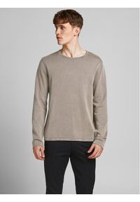 Jack & Jones - Jack&Jones Sweter Leo 12174001 Brązowy Regular Fit. Kolor: brązowy. Materiał: bawełna