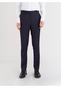 Pako Lorente - PAKO LORENTE – Granatowe spodnie garniturowe w subtelną kratę. Kolor: niebieski. Materiał: wełna. Styl: klasyczny, elegancki #2
