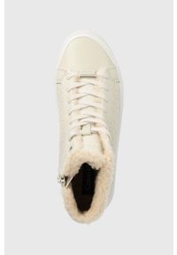 Calvin Klein trampki VULC HIGH TOP - EPI MONO WL damskie kolor beżowy HW0HW01675. Nosek buta: okrągły. Zapięcie: sznurówki. Kolor: beżowy #4