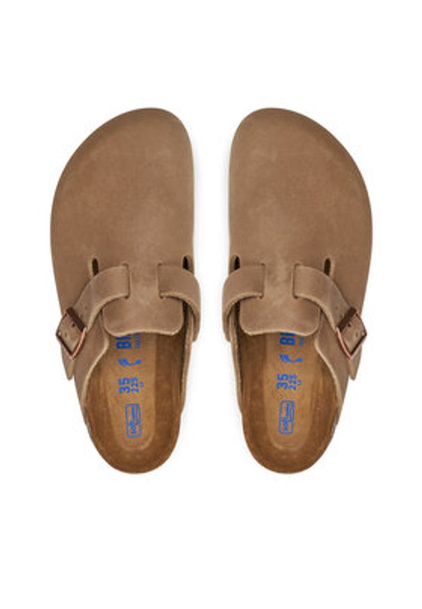 Birkenstock Klapki Boston zamsz 1019484 Brązowy. Kolor: brązowy. Materiał: skóra