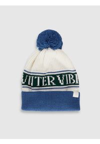 4f - 4F Czapka zimowa z pomponem chłopięca - granatowa Uniwersalny. Kolor: niebieski. Materiał: wełna. Sezon: zima. Styl: casual, sportowy #1