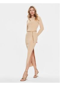 Michael Kors Sukienka dzianinowa MR4820O33D Beżowy Slim Fit. Kolor: beżowy. Materiał: wiskoza #3