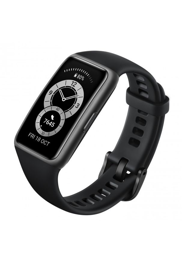 HUAWEI - Opaska sportowa Huawei Band 6 czarny. Rodzaj zegarka: cyfrowe. Kolor: czarny. Materiał: włókno. Styl: sportowy