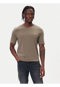 Hugo - HUGO T-Shirt Dero222 50466158 Beżowy Regular Fit. Kolor: beżowy. Materiał: bawełna