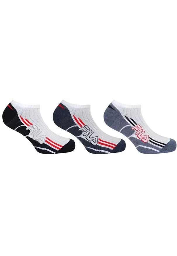 Skarpety Fila 3-pack Sneaker Biało-Granatowe 39-42. Kolor: szary, fioletowy, wielokolorowy, czarny, biały