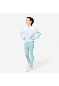 Decathlon - Legginsy dziecięce Domyos. Kolor: zielony. Materiał: elastan, bawełna, materiał. Styl: sportowy