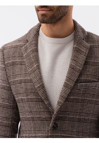 Ombre Clothing - Płaszcz męski C499 - brązowy - XXL. Kolor: brązowy. Materiał: poliester, akryl #7