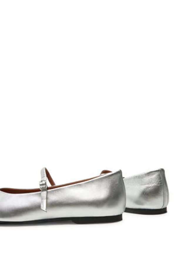 Calvin Klein Baleriny Mary Jane Ballerina - Met HW0HW02269 Srebrny. Kolor: srebrny. Materiał: skóra