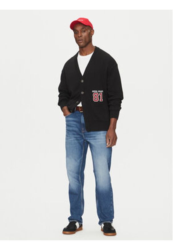 Guess Jeans Kardigan M5RR31 Z3HM1 Czarny Regular Fit. Kolor: czarny. Materiał: bawełna