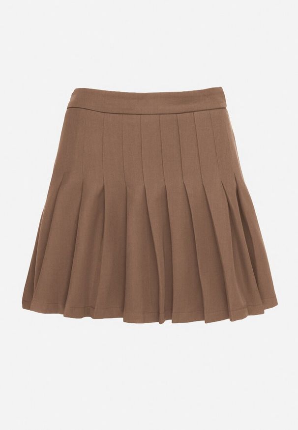 Born2be - Brązowe Wiskozowe Spódnico-Spodenki High Waist z Plisami Annelin. Okazja: na co dzień. Stan: podwyższony. Kolor: brązowy. Materiał: wiskoza. Sezon: lato. Styl: elegancki, casual, klasyczny