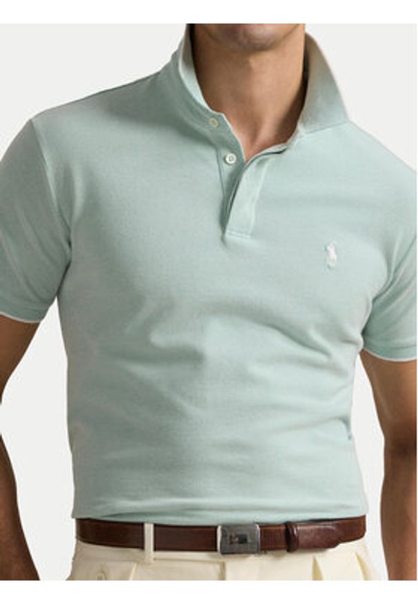 Polo Ralph Lauren Polo 710963494005 Zielony Custom Slim Fit. Typ kołnierza: polo. Kolor: zielony. Materiał: bawełna