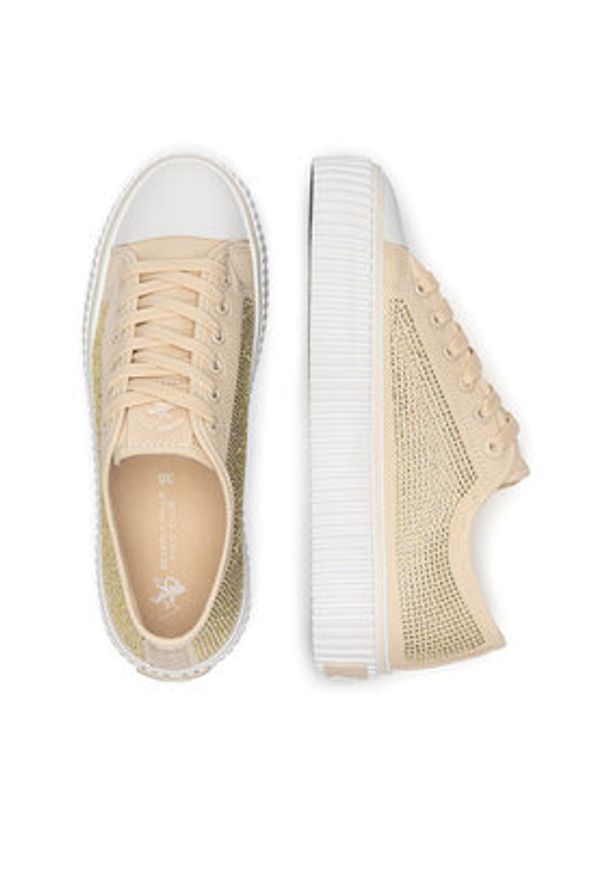 Beverly Hills Polo Club Trampki BHPC058W Beżowy. Kolor: beżowy. Materiał: materiał